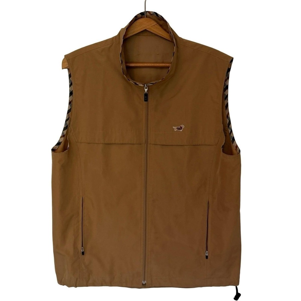 Vintage DAKS London Tan Sleeveless Sport Gilet Men's Large British House‎ Check